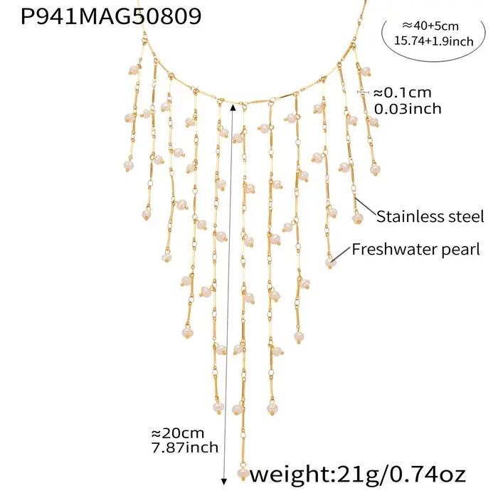 Collier de perles d'eau douce naturelles en argent doré pour femmes