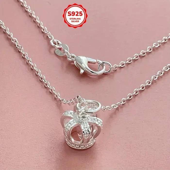 Collier Couronne en Argent Sterling 925 Charmant pour Femme, Homme, Accessoires de Bijouterie DIY, Cadeaux d'Anniversaire, Mode, Fête