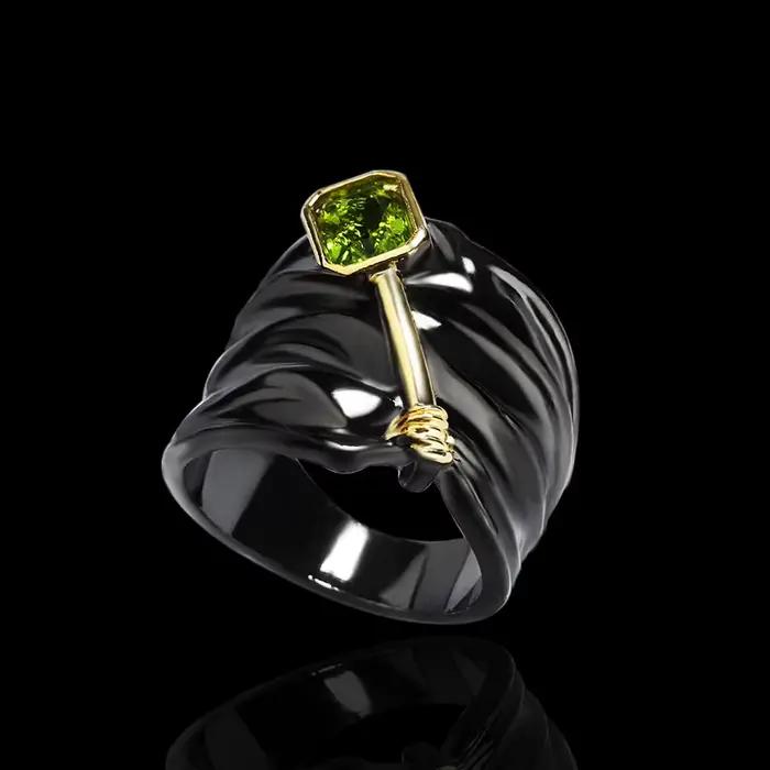 Bague en topaze incrustée bicolore, argent 925, conception spéciale, or noir, fiançailles, fête de mariage, bague pour travailleurs, vente en gros, offre spéciale