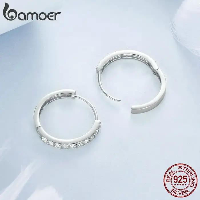 Boucles d'oreilles créoles en argent sterling 925 serties de zirconium blanc élégantes pour femme occasions spéciales