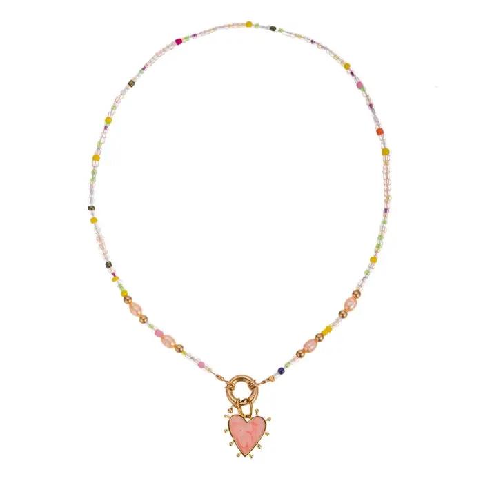 Fête des mères maman collier cadeau émail coeur pendentif