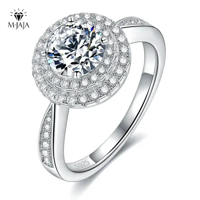 Bague en argent sterling 925 sertie de moissonite blanche pour les femmes occasions spéciales fiançailles mariage anniversaire