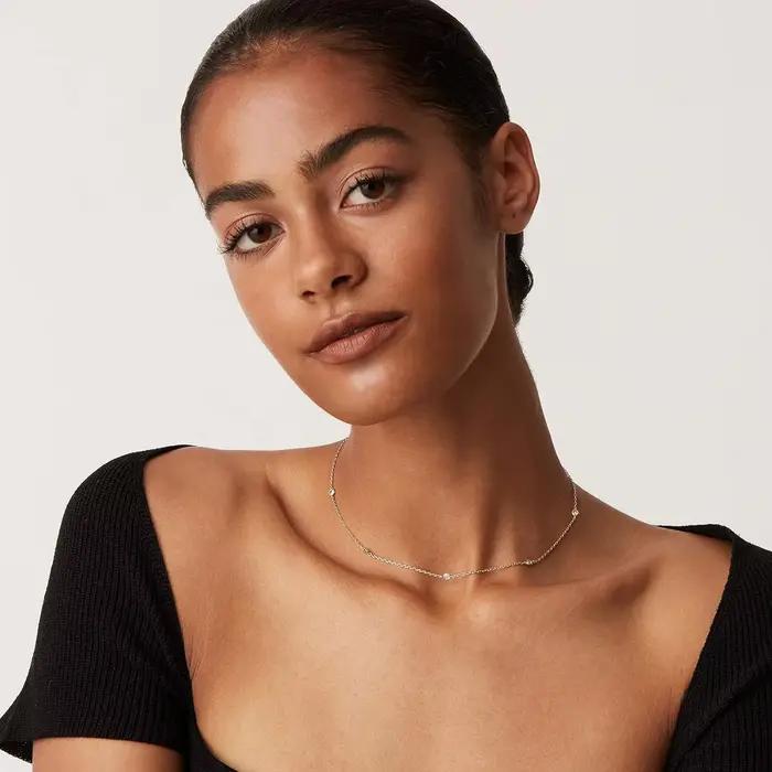 Collier de Station plaqué or K, collier en diamant plaqué argent pour femmes, colliers en diamant simulé, cadeau pour femmes, chaîne CZ