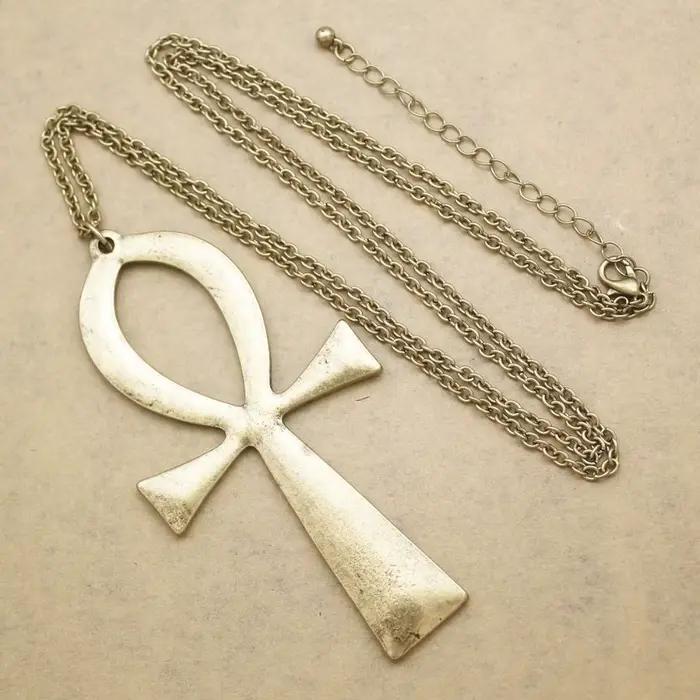 RechicGu-Long collier ras du cou avec pendentif croix Ankh