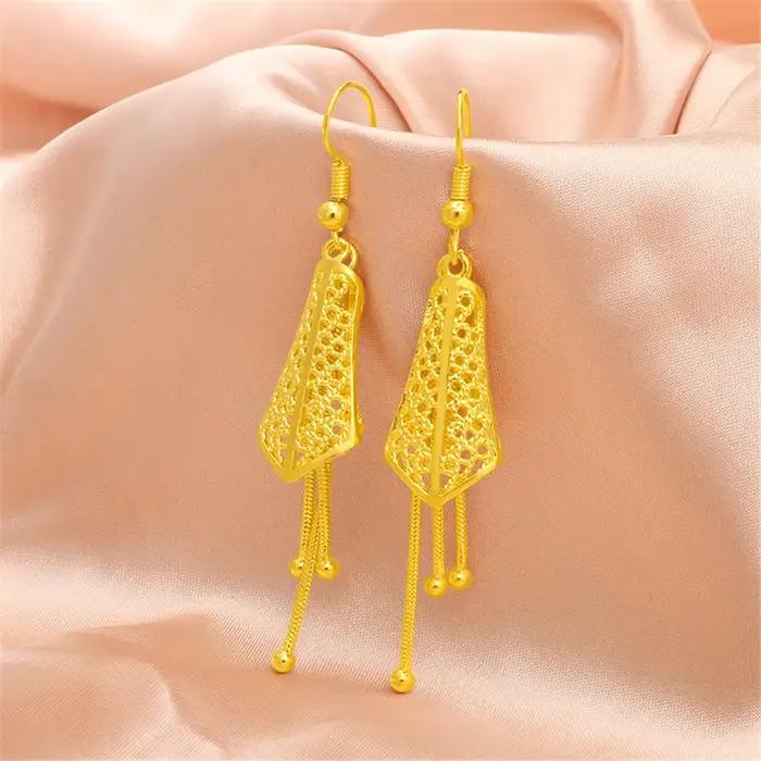 Boucles d'oreilles à breloques couleur or pour femmes, longues pampilles pendantes, Pendientes Mujder, bijoux à la mode, cadeaux de fête, vente en gros