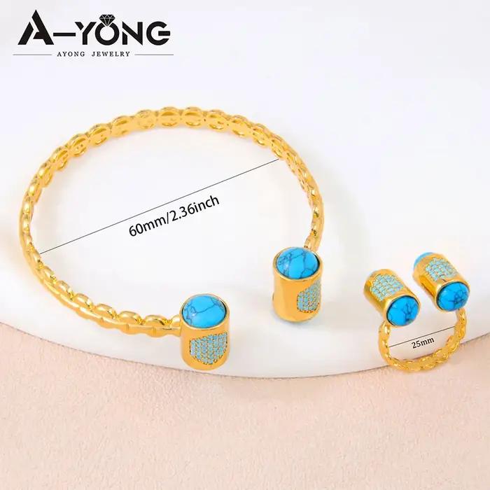 Ensemble de bagues et bracelets plaqués or arabe