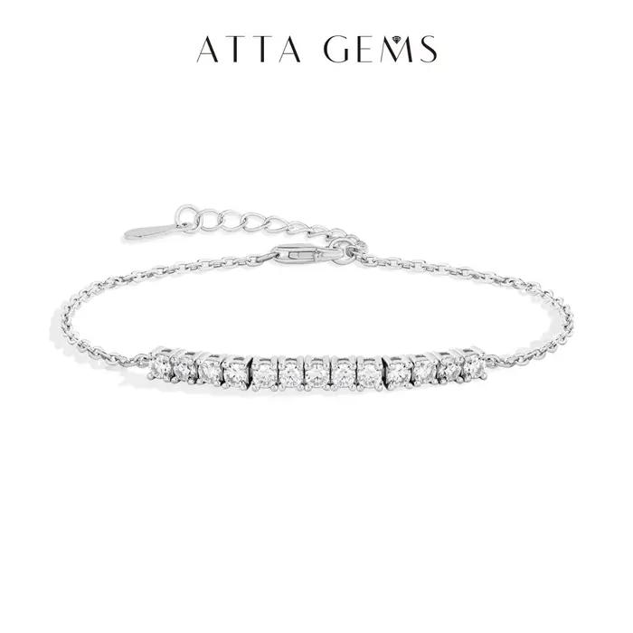 Bracelet de tennis en argent sterling 925 et moissanite grade D couleur VVS1 plaqué or pour femme bijou de luxe ajustable pour mariage et fiançailles
