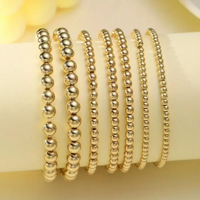 Ensemble de bracelets de perles dorées pour femmes