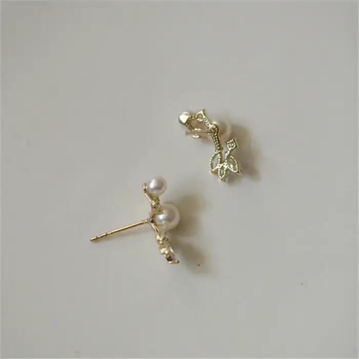 Boucles d'oreilles plaquées or 14 carats en argent Sterling 925 pour femmes