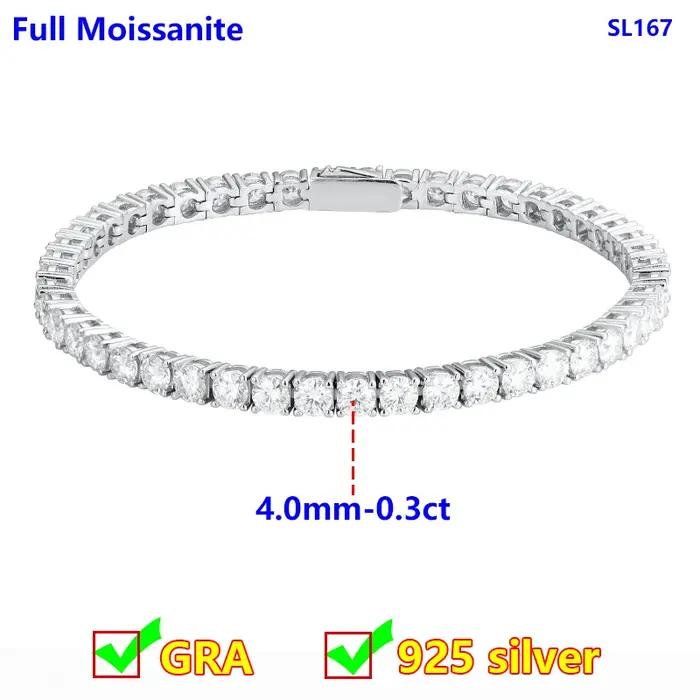 Bracelet en diamant Moissanite pour hommes et femmes, Simple et caché, en argent Sterling S925, chaîne de Tennis scintillante de luxe