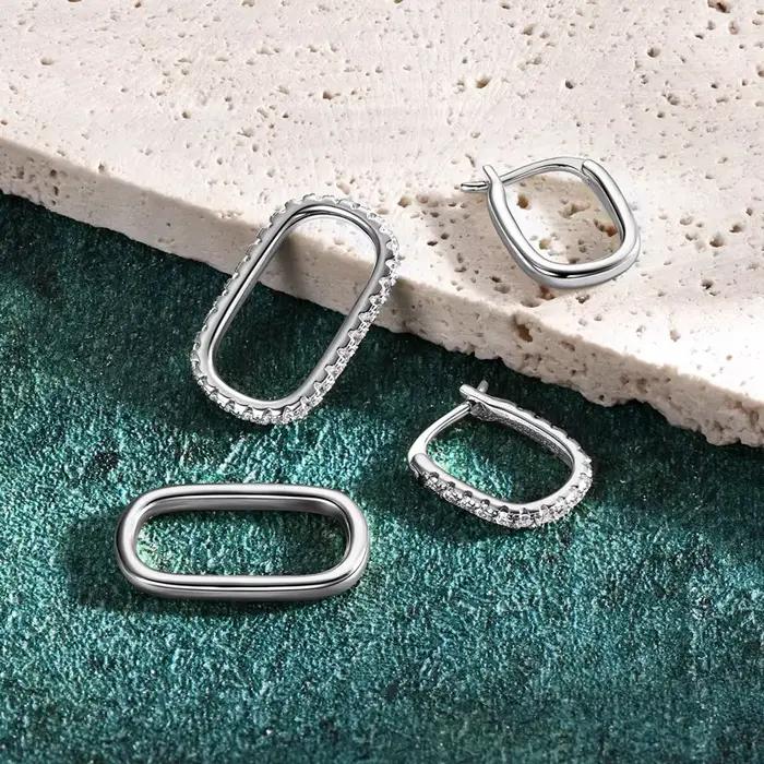 IOGOU-Boucles d'oreilles créoles Moissanite rondes plaquées or 18 carats pour femmes, boucles d'oreilles pendantes, conception à double boucle, punk, hip hop, cadeau de bijoux pour filles
