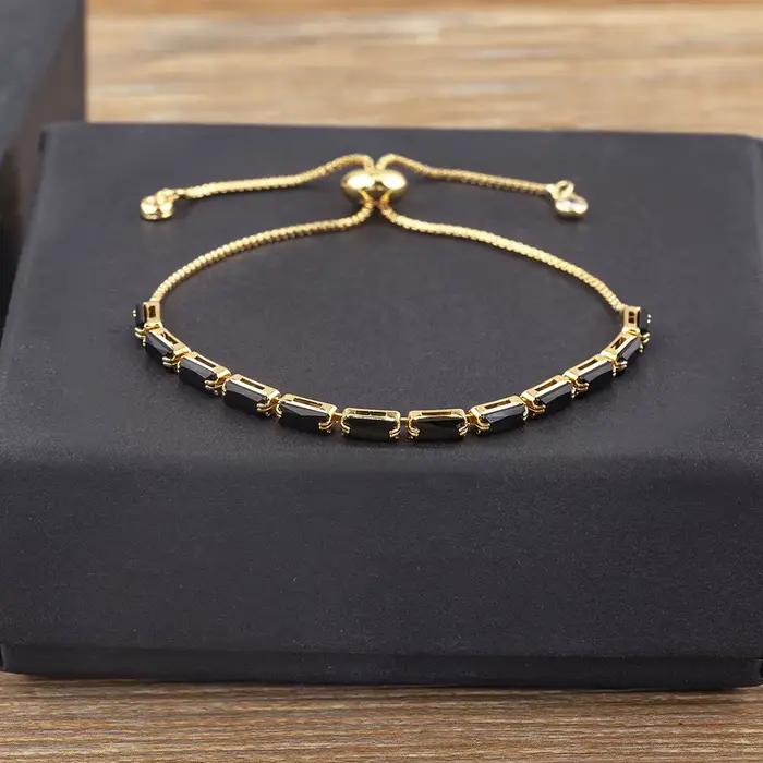Nidin haute qualité cristal lien chaîne Bracelet pour femmes mode bijoux de mariage Pulseras mujer 7 couleurs Bracelet réglable cadeau