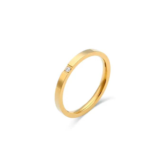 E.B.belle – bagues classiques de luxe en Zircon plaqué or 18 carats pour femmes, bijoux en acier ino