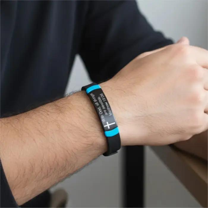 Bracelet croix chrétienne qui brille dans le noir pour femmes et hommes