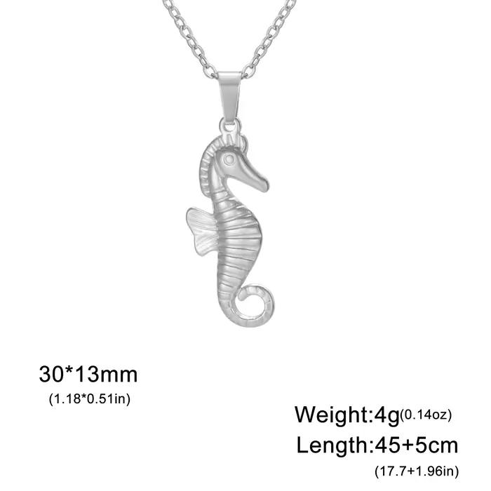 Skyrim-Collier pendentif hippocampe pour femme, acier inoxydable, bijoux animaux marins, cadeau de l