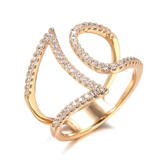 Kinel – bague en Zircon naturel pour femmes, or Rose 2021, ligne creuse géométrique, bijoux de maria