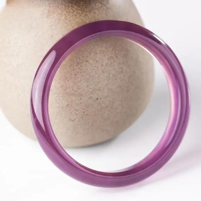 Bracelet en Agate Violette Empereur pour Femme, Marbre