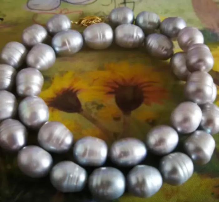 Nouveau collier de bijoux vente chaude 11-13mm collier de perles grises naturelles de Tahiti 18 "