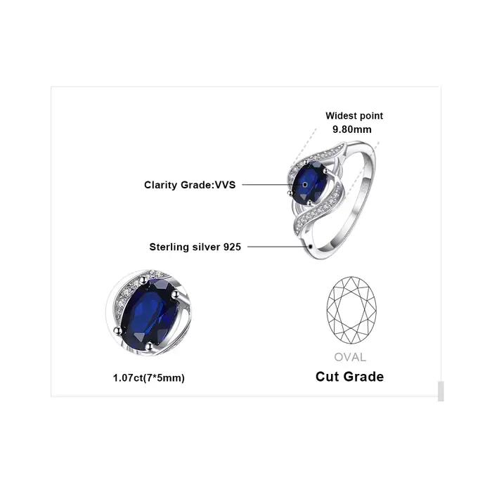 Jewelrypalace – bague en argent Sterling 925 avec saphir bleu pour femmes, bague de fiançailles Halo, bijoux ovales en pierres précieuses