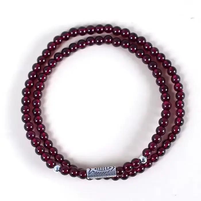 Bracelets en grenat naturel pour femmes, rouge bordeaux, double ou triple rang, en argent 925, multi-brins, cadeaux 2026