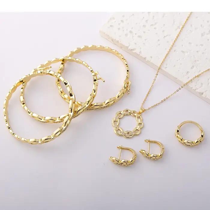 LUIZADA Maroc tendance couleur or ensemble de bijoux pour fête Design boucles d'oreilles et pendentif collier Bracelet