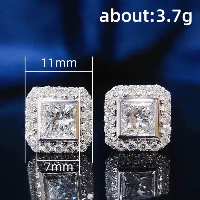 Boucles d'oreilles Rock Hiphop en cuivre zircone cubique carrées pour hommes style audacieux occasions spéciales