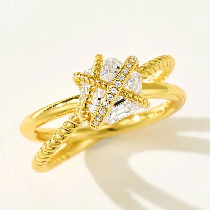 Wong Rain – bague de fiançailles en argent Sterling 925 scintillant, saphir de laboratoire hexagonal, pierres précieuses, pour femmes, bijoux fins, vente en gros