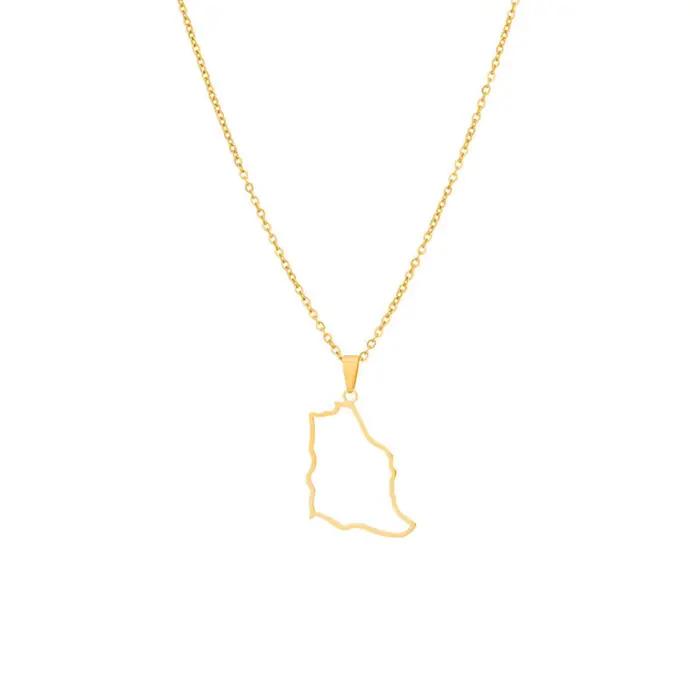 Collier Pendentif Carte de l'Arabie Saoudite Bijou en Acier Inoxydable Cadeau Patriotique pour Femmes et Hommes Occasions Spéciales