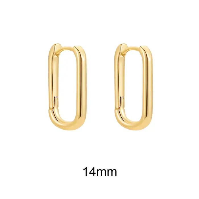 Boucles d'oreilles créoles carrées géométriques en métal couleur or pour femme