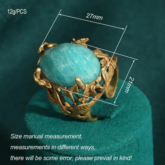 Bague émeraude vintage Nature Art | Plaqué or 18 carats et cuivre | Artisanat de réglage de la lunette