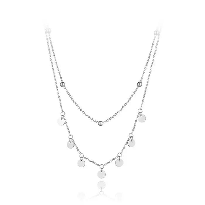 AENINE – collier à double couche en acier titane pour femmes, chaîne à breloques, bijoux de plage, pendentif, N19127