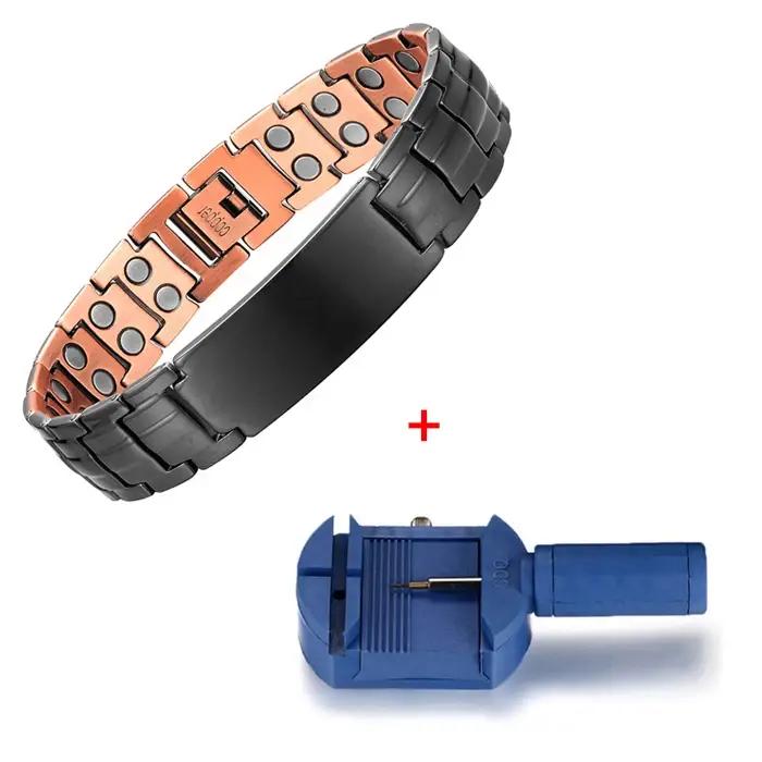 Bracelet magnétique en cuivre personnaliser ID nom Bracelets pour hommes femmes