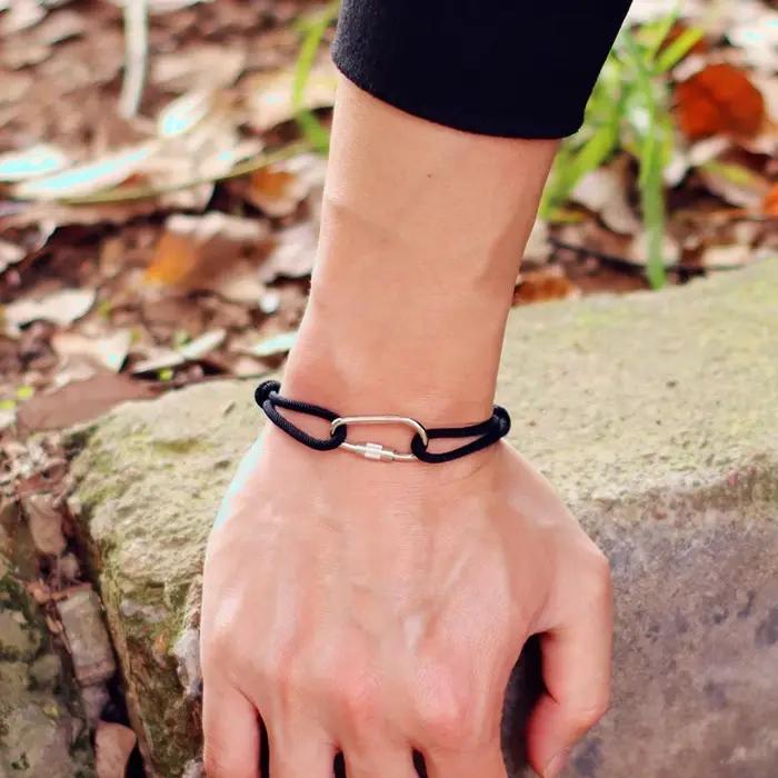 Noter-Bracelet à Nministériels d Fin pour Homme, Fait à la Main, Coulissant, Réglable, 3mm, Chaîne F