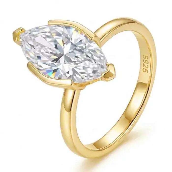 Bague de fiançailles en argent sterling 925 sertie de moissanite pour mariage alliance de qualité élégante pour femmes occasions spéciales