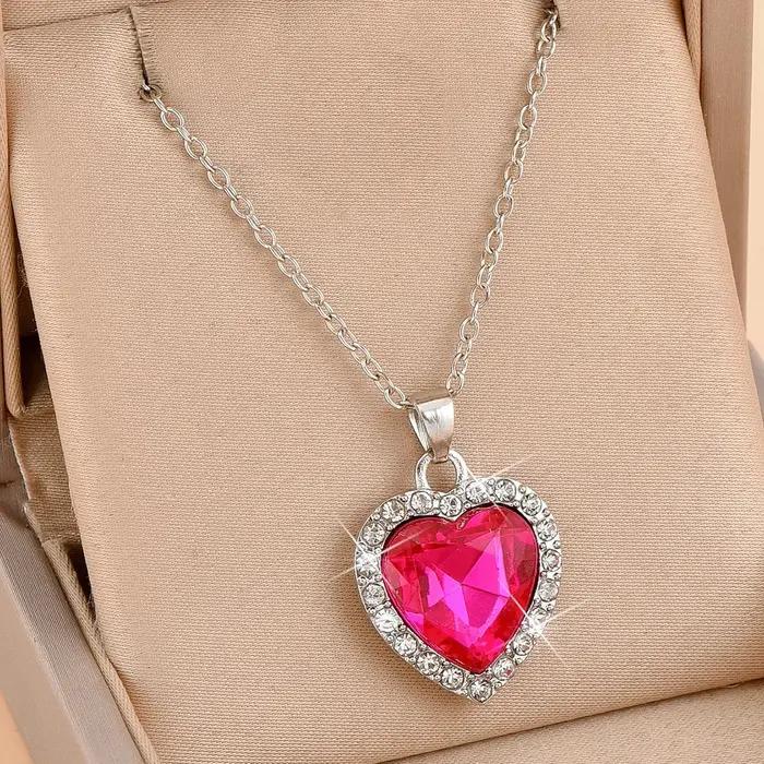 Collier pendentif coeur à la mode, plein de diamants, européen et américain, accessoires de bijoux,