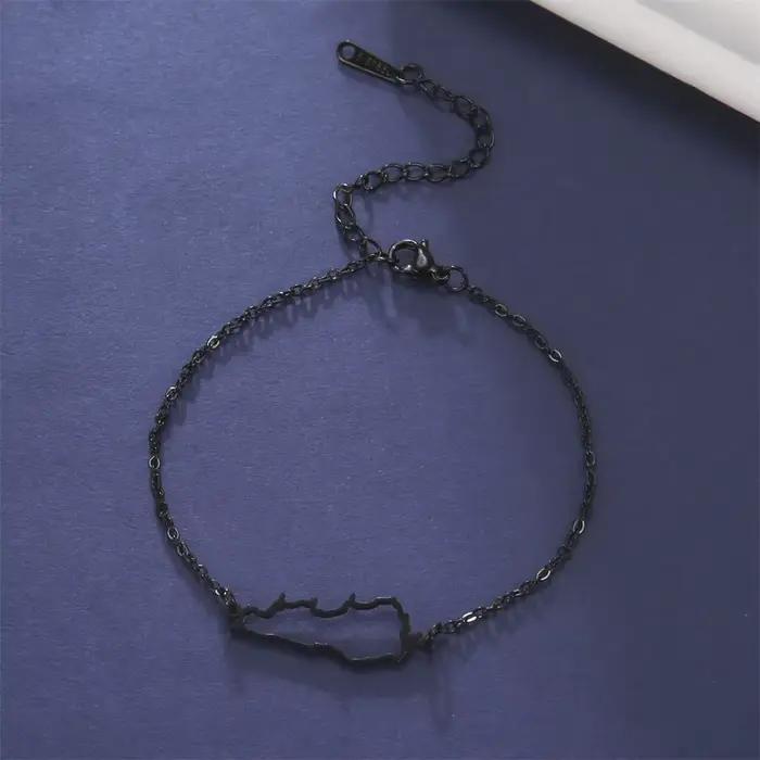 Bracelet pendentif creux en acier inoxydable avec contour de la carte du Liban EUEAVAN, bijoux géographiques pour femme