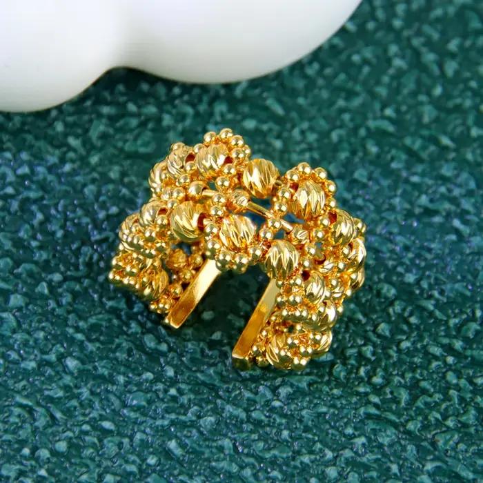 Bagues de mariée arabes de luxe plaquées or 21 carats, bague de mariage réglable à la mode italienne