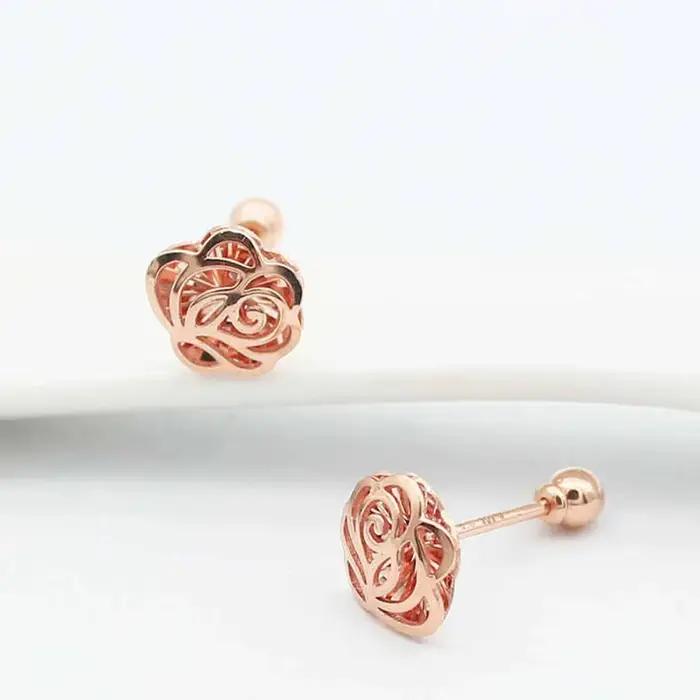 Boucles d'oreilles à fleurs géométriques plaquées or violet 14K pour femmes