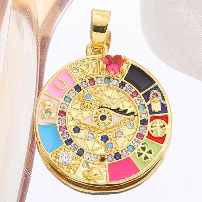Médaillon en or plaqué avec breloques en émail coloré pour sac à main et fabrication de bijoux personnalisés femmes occasions spéciales