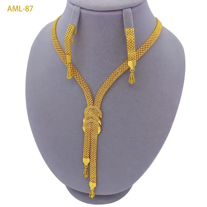 Ensemble de bijoux éthiopiens de luxe pour femmes, colliers et boucles d'oreilles bohémiens en or 24 carats pour mariage occasions spéciales