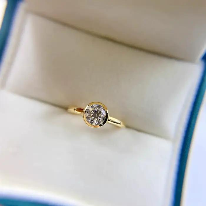 Bague en diamant véritable or 14 carats pour femmes