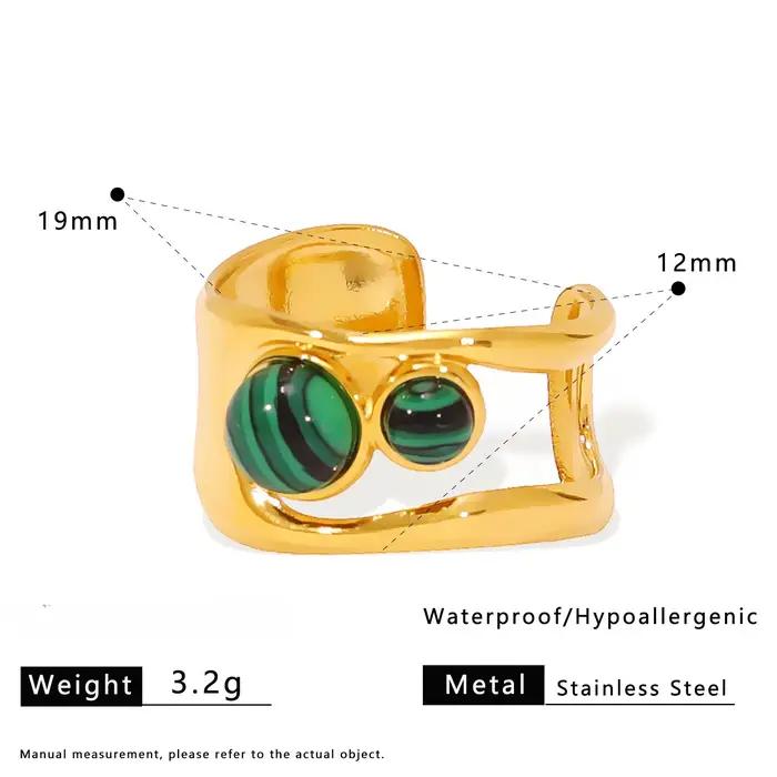 Bracelet jonc tendance en acier inoxydable plaqué or, style vintage européen et américain, avec pier
