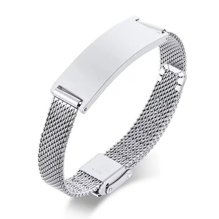 Bracelet en maille milanaise personnalisé pour femmes, nom personnalisé en acier inoxydable, réglabl