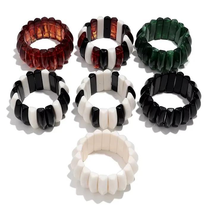Bohomia – Bracelet géométrique épais empilable pour femmes, Design acrylique, style Boho, perles de prisme triangulaire élastique, bijoux 2025