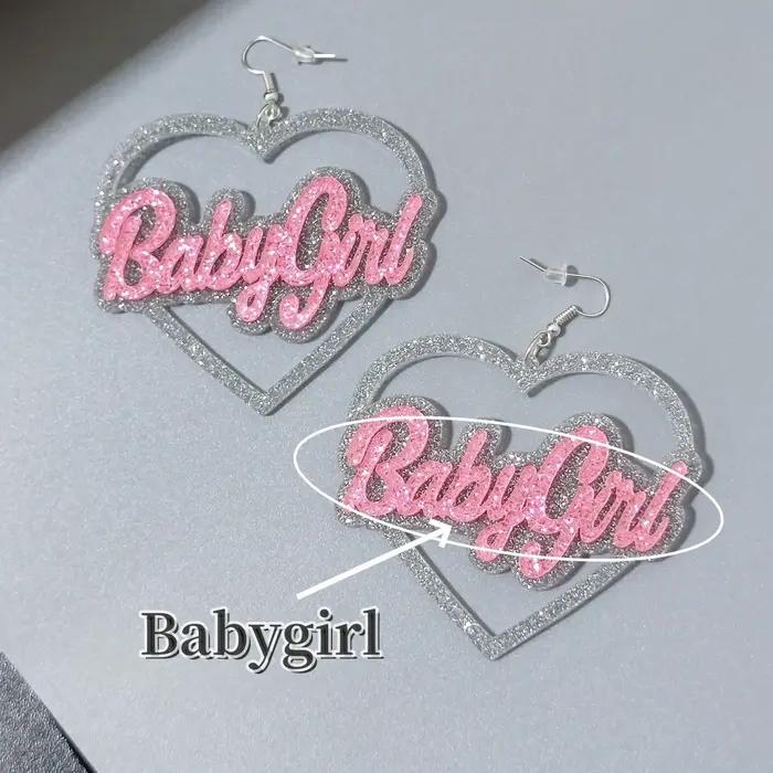 KUGUYS – boucles d'oreilles pendantes en forme de cœur rose pour bébé fille, accessoires de bijoux en acrylique à paillettes pour Festivals de musique