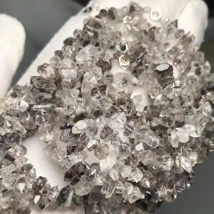 Bracelets en perles de quartz Herkimer naturel facetté