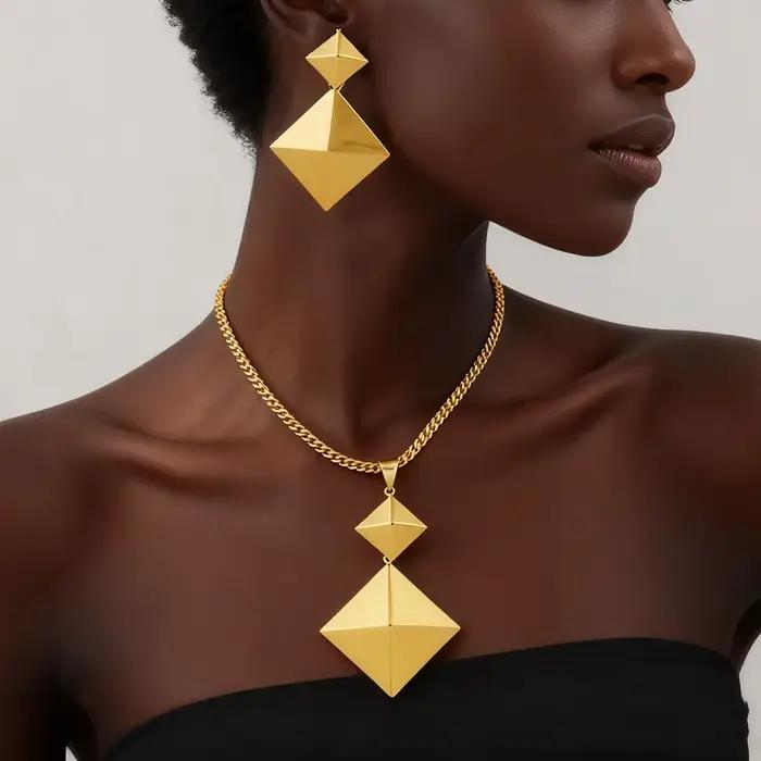 Parure de bijoux couleur or 18 carats pour femme