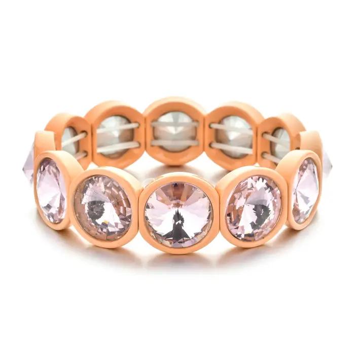 ZMZY fait à la main Vintage Boho grand cristal élastique Bracelet émail extensible manchette Bracelet arc-en-ciel carrelage perle Bracelet pour femmes bijoux