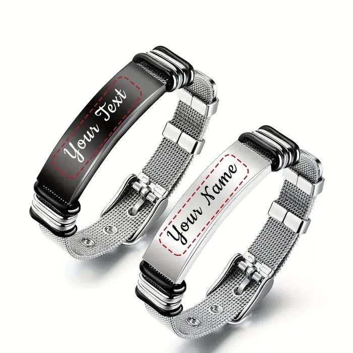 Bracelet avec noms personnalisés en acier inoxydable 304