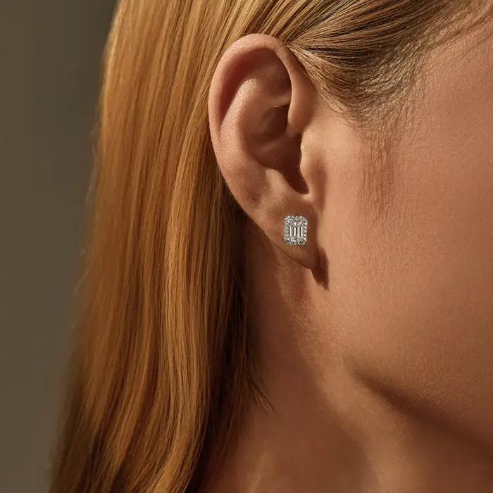 MODIAN – ensemble de Moissanite taille émeraude